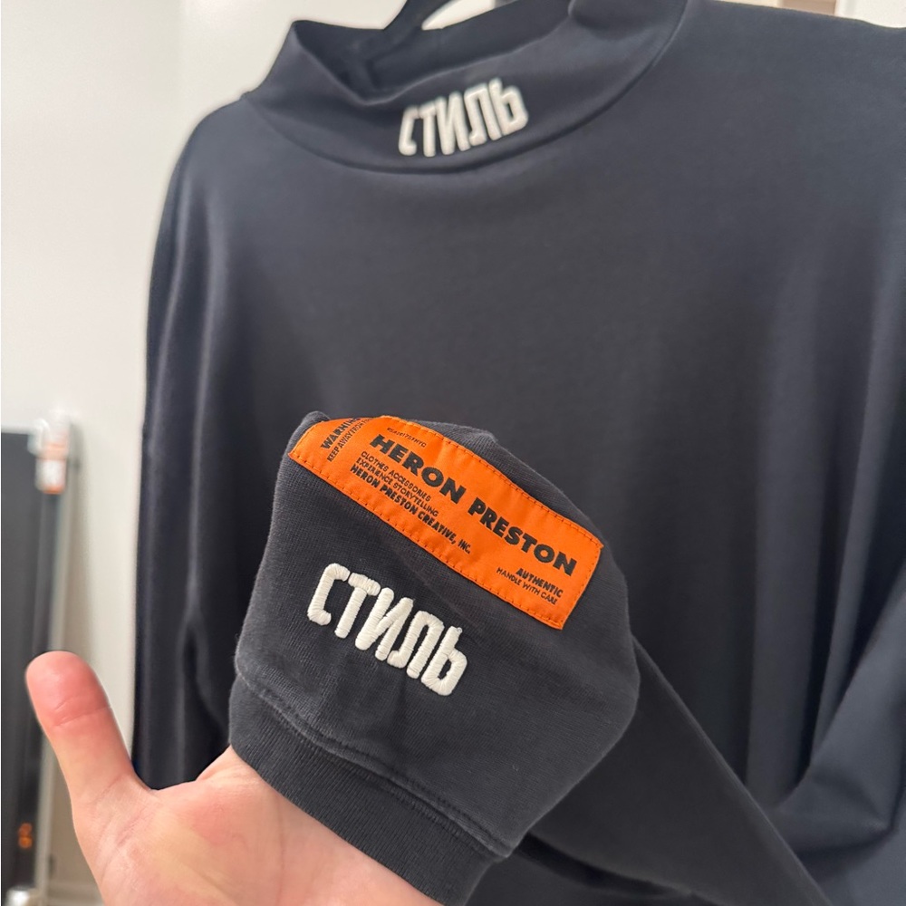 Heron Preston Black Top with Orange and White Details